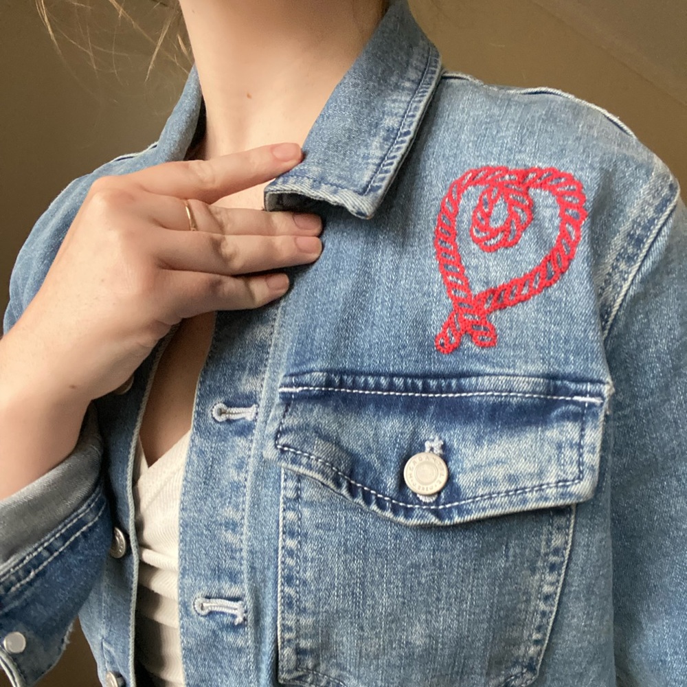 Red heart Jean jacket